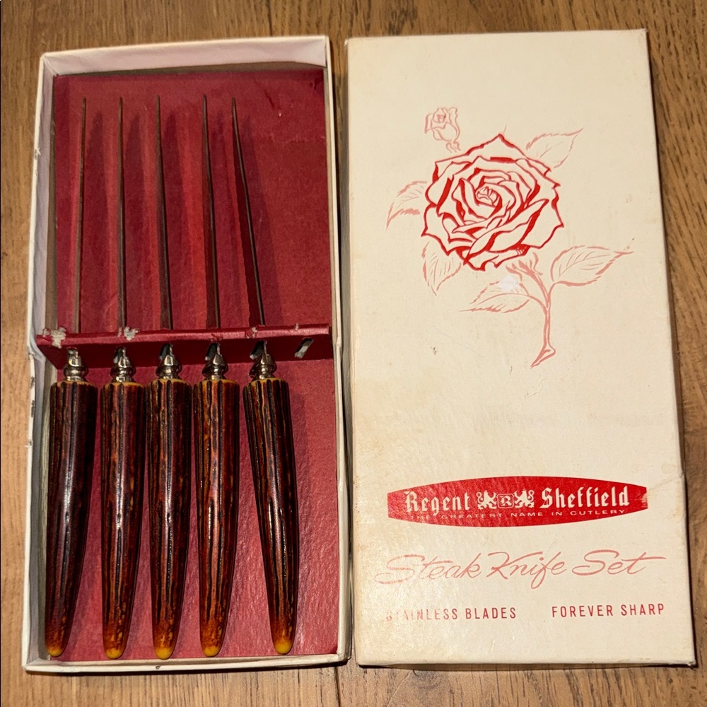 Regent Sheffield Steak 5 Knife Set with Brown Handles